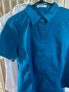 DOUBLJU Button-Up Blouse Bundle (2 Pieces) – Size Large